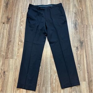 Hugo Boss Suit Formal Trousers Dress Preppy Pants Black 100% Thin Virgin Wool 34